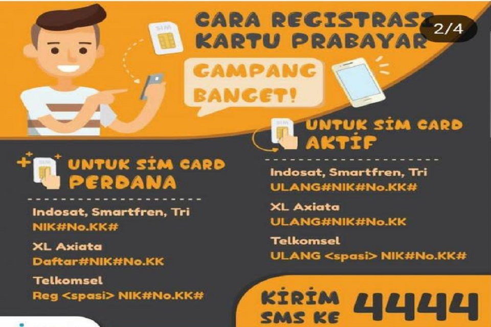 Info resmi dari Kementrian Komunikasi dan Informatika tentang Regestrasi ulang kartu prabayar Telekomunikasi Seluler Seluruh Indonesia.