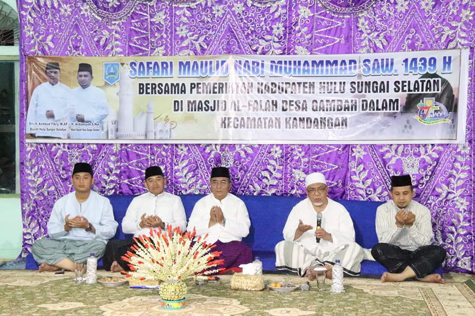 Kegiatan Safari Maulid Nabi Muhammad SAW 1439 H di Masjid Al Falah Desa Gambah Dalam