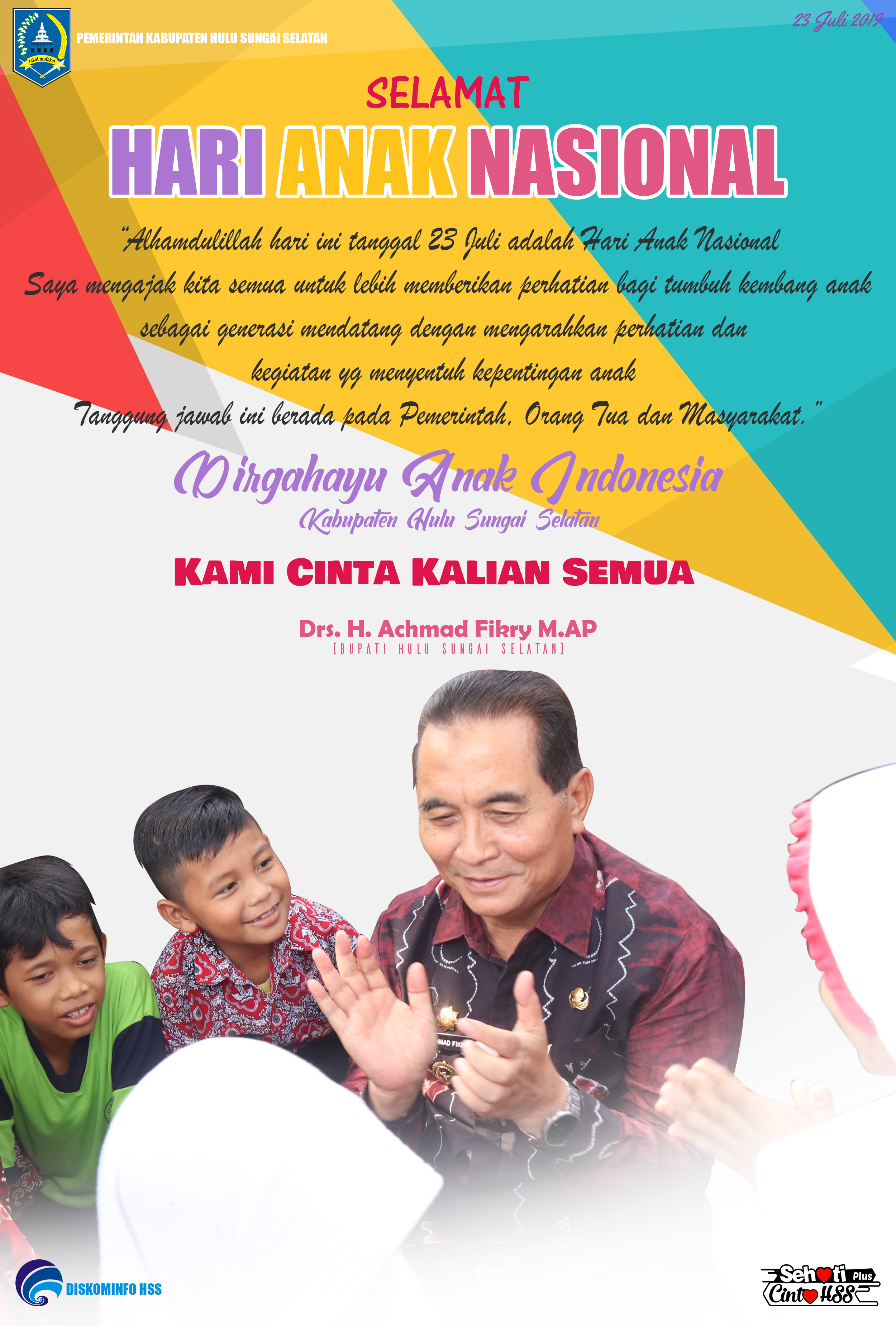 SELAMAT HARI ANAK NASIONAL! DIRGAHAYU ANAK INDONESIA KABUPATEN HULU SUNGAI SELATAN
