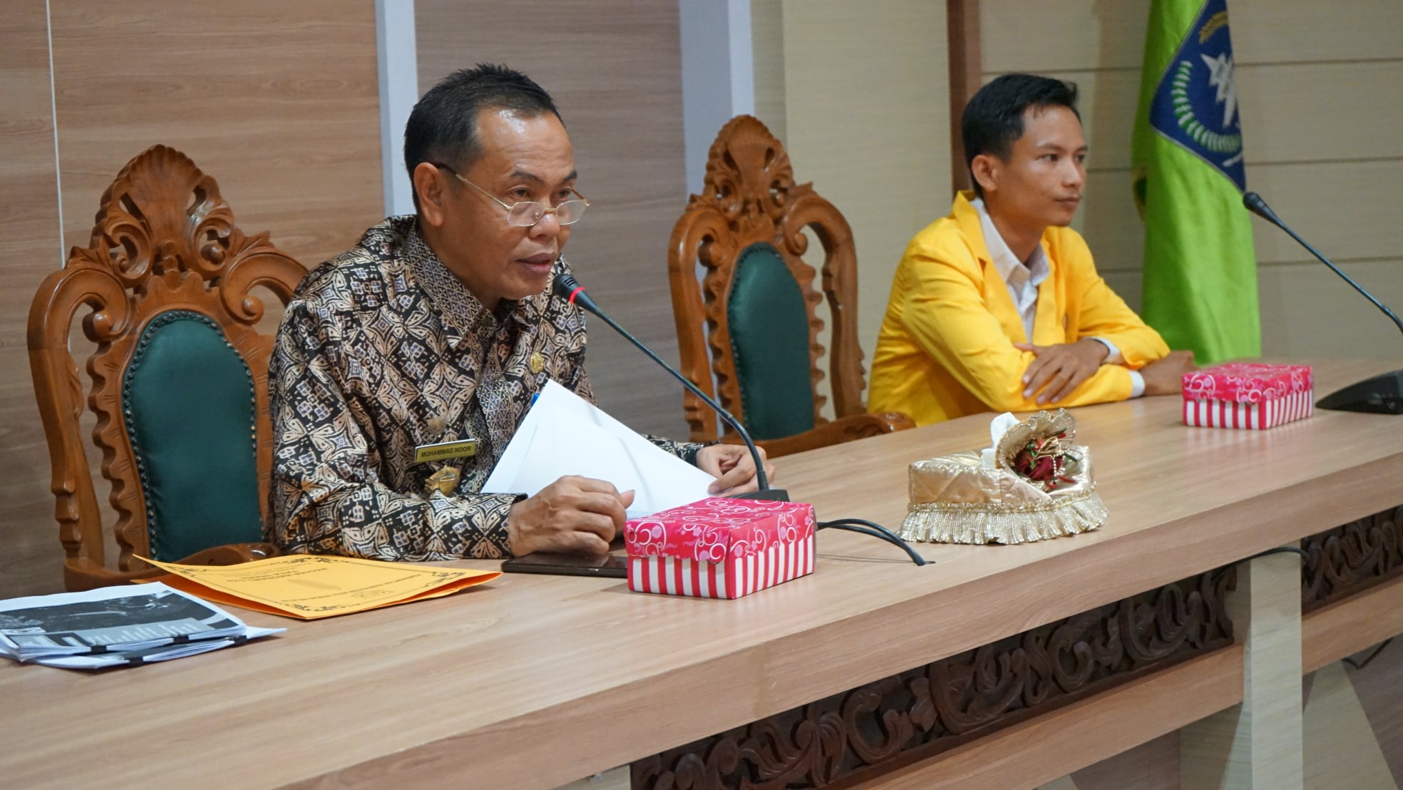 SEKDA KAB HSS TERIMA AUDIENSI DARI MAHASISWA ULM DAN FKIP PROGRAM STUDI PENDIDIKAN GEOGRAFI