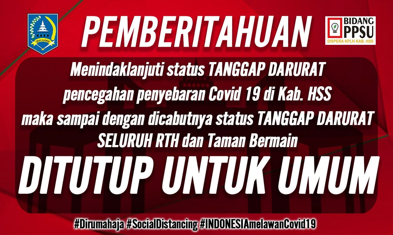 TANGGAP DARURAT! RTH DAN TAMAN BERMAIN DITUTUP UNTUK UMUM
