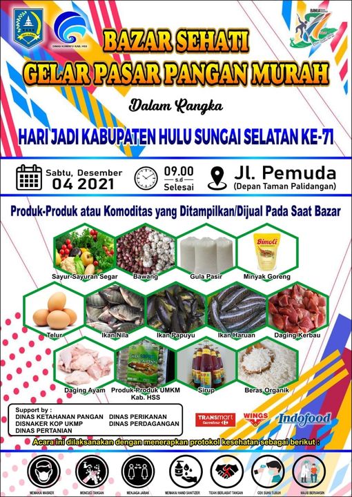 Ayo kunjungi dan manfaatkan Bazar Sehati gelar pasar pangan murah besok yaa .. !!