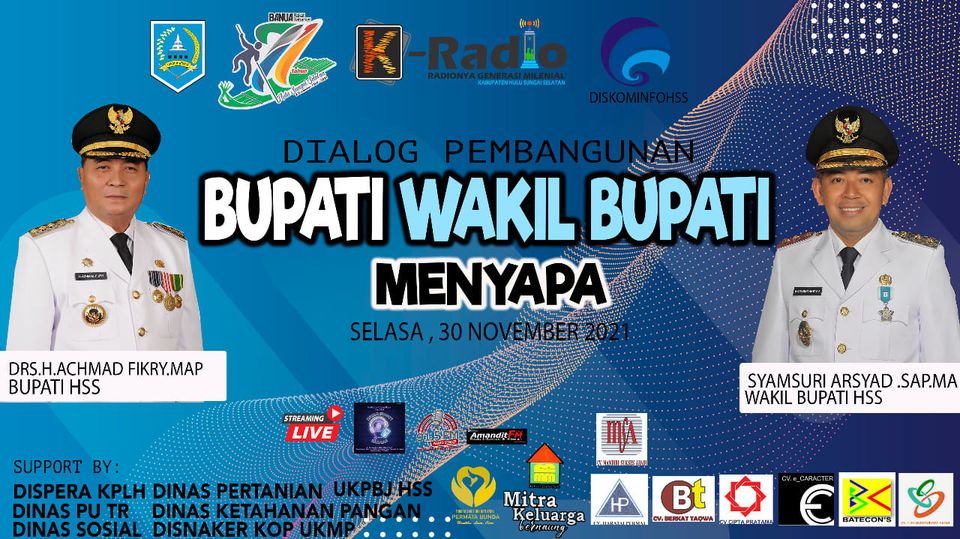 Bupati Wakil Bupati Menyapa Jangan sampai terlewatkan yaa! Selasa, 30 November 2021 pukul 08:00 – selesai.