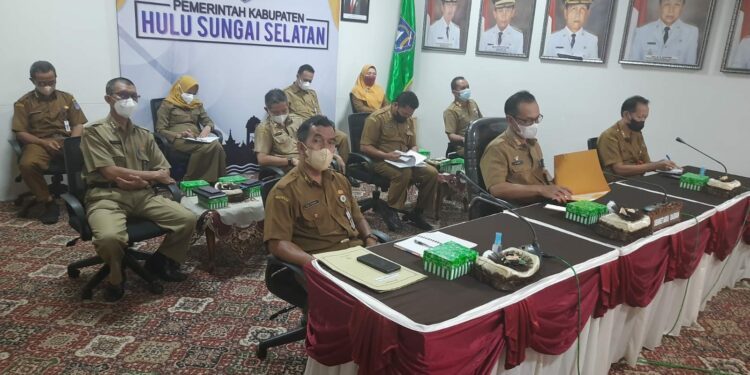 Pemkab HSS Ikuti Rakor Daring Antar Pemangku Kepentingan Bersama Kemendagri