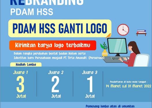 PDAM HSS GANTI LOGO Yuk tunjukkan kebolehanmu dalam membuat desain logo ? Untuk pedoman dan formulir pendaftaran lomba karya logo bisa menghubungi : 0852 5117 9464
