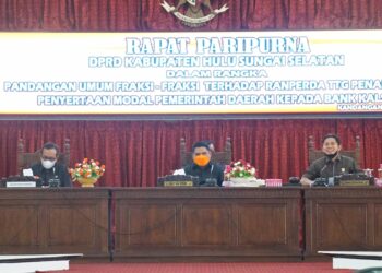 Fraksi DPRD Kab. HSS Sampaikan Pandangan Umum Atas Ranperda Penyertaan Modal Pemda Kepada Bank Kalsel