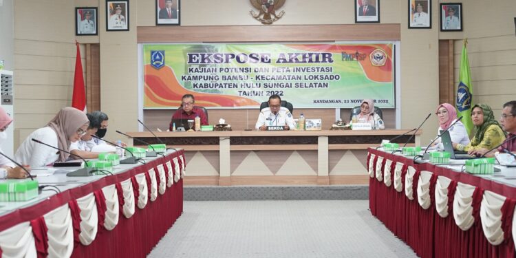 Sekda HSS Menghadiri Ekspose Penyusunan Dokumen Kajian Potensi Dan Peta Investasi Kampung Bambu