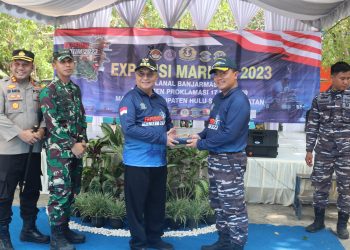 BUPATI SAMBUT KEDATANGAN TIM EKSPEDISI MARITIM 2023 DI HULU SUNGAI SELATAN