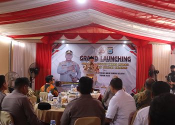 DUKUNG PROGRAM POLRES HSS UNTUK KESEJAHTERAAN MASYARAKAT, PJ. BUPATI HSS HADIRI GRAND LAUNCHING SAFARI BERAS MURAH