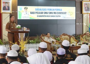 PJ BUPATI HSS BUKA SOSIALISASI PEMILIH PEMULA UNTUK PEMILU SERENTAK 2024