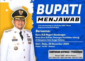 BUPATI MENJAWAB BERSAMA GURU SLB NEGERI KANDANGAN TEMA “PERAN GURU SLB DAN TANTANGAN PENDIDIKAN INKLUSIF DI KAB. HSS”