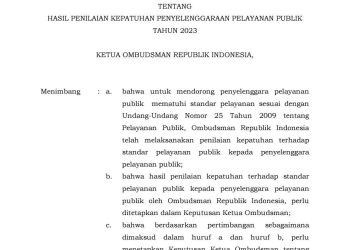 MENDAPAT OPINI “KUALITAS TERTINGGI” PELAYANAN PUBLIK DARI OMBUDSMAN RI, HSS RAIH NILAI TERBAIK SE-PROVINSI KALSEL
