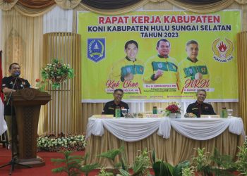 TERUS BERGERAK DEMI KEMAJUAN OLAHRAGA, PJ. BUPATI HSS BUKA RAPAT KERJA KONI KAB. HSS