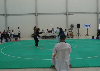 PJ BUPATI HSS DAMPINGI GUBERNUR KALSEL MENINJAU PERTANDINGAN PENCAK SILAT PADA PEKAN OLAHRAGA PELAJAR DAERAH PROVINSI KALSEL TAHUN 2024