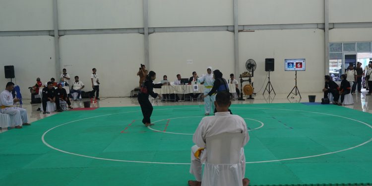 PJ BUPATI HSS DAMPINGI GUBERNUR KALSEL MENINJAU PERTANDINGAN PENCAK SILAT PADA PEKAN OLAHRAGA PELAJAR DAERAH PROVINSI KALSEL TAHUN 2024