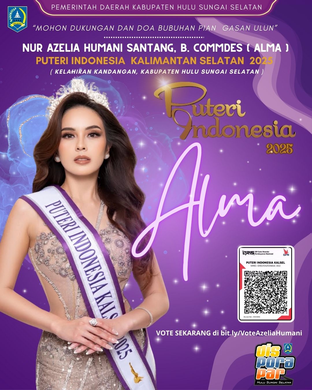 MOHON DUKUNGAN & DOA UNTUK NUR AZELIA HUMANI SANTANG, PUTERI INDONESIA KALIMANTAN SELATAN 1 2025