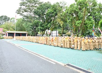 PERKUAT DISIPLIN DAN APRESIASI KEPATUHAN PAJAK, PEMKAB HSS GELAR APEL GABUNGAN AWAL BULAN APRIL