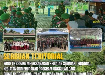 WUJUDKAN KEMANUNGGALAN TNI-RAKYAT, YONIF TP 829/ BUMI ANTALUDIN GELAR SERBUAN TERITORIAL