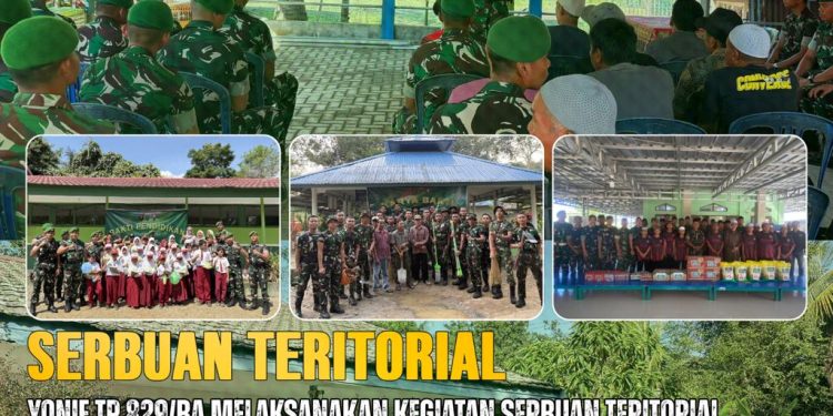 WUJUDKAN KEMANUNGGALAN TNI-RAKYAT, YONIF TP 829/ BUMI ANTALUDIN GELAR SERBUAN TERITORIAL