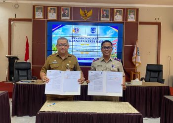 PERKUAT SINERGI PENGELOLAAN PERTANAHAN, PENDAPATAN DAERAH DAN BARANG MILIK DAERAH, KANTOR PERTANAHAN HSS DAN BPKPD HSS TANDATANGANI PKS